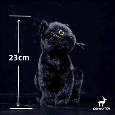 Hauteur de 23 cm pour la peluche réaliste chat noir