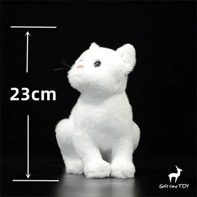 Hauteur de 23 cm de la peluche réaliste chat blanc