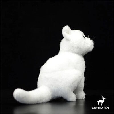 Vue 3/4 arriÚre de la peluche réaliste chat blanc