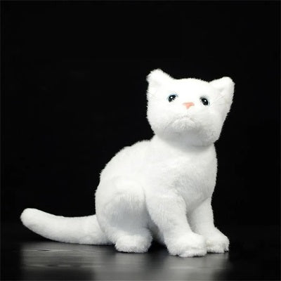 Peluche réaliste chat blanc aux yeux bleus, compagnon idéal pour des cùlins .
