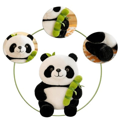 Détails sur jouet peluche panda avec bambou.