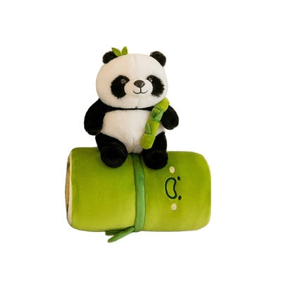 Craquante peluche panda sur son étui en forme de bambou, taille 25 cm